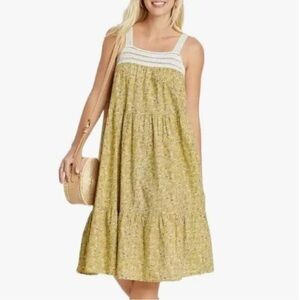 Universal Tiered Midi Dress with Floral Print and All-Purpose Threads size L